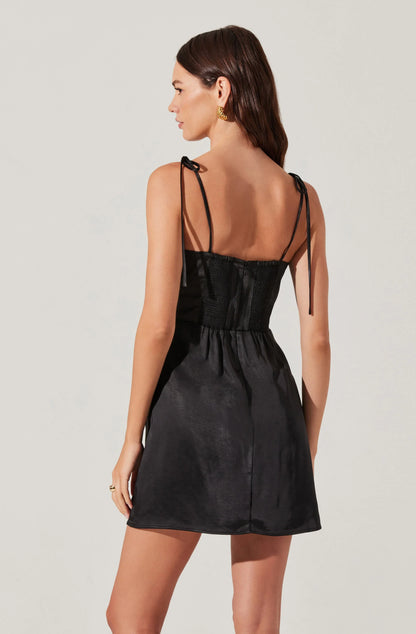 Cerelia 3D Floral Mini Dress - Black