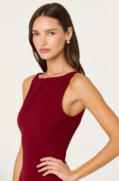 Elexis Ruffle Hem Mini Dress - Wine