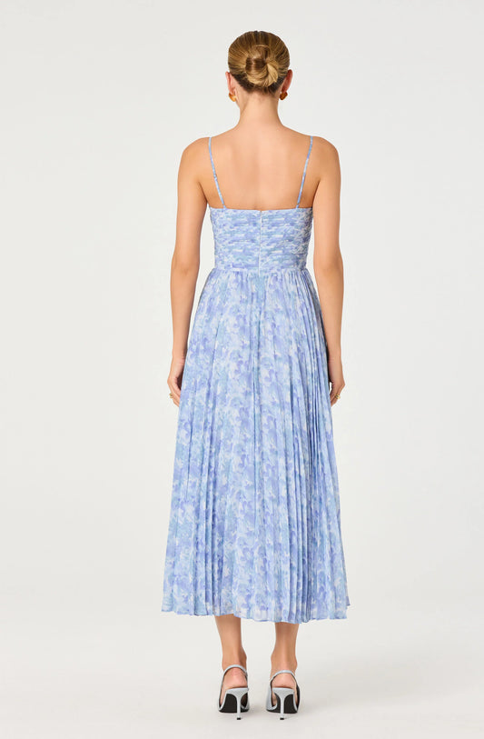 Bayley Floral Pleated Maxi Dress - Blue Floral