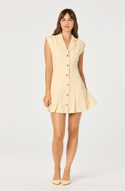 Diannie Tweed Mini Dress - Yellow