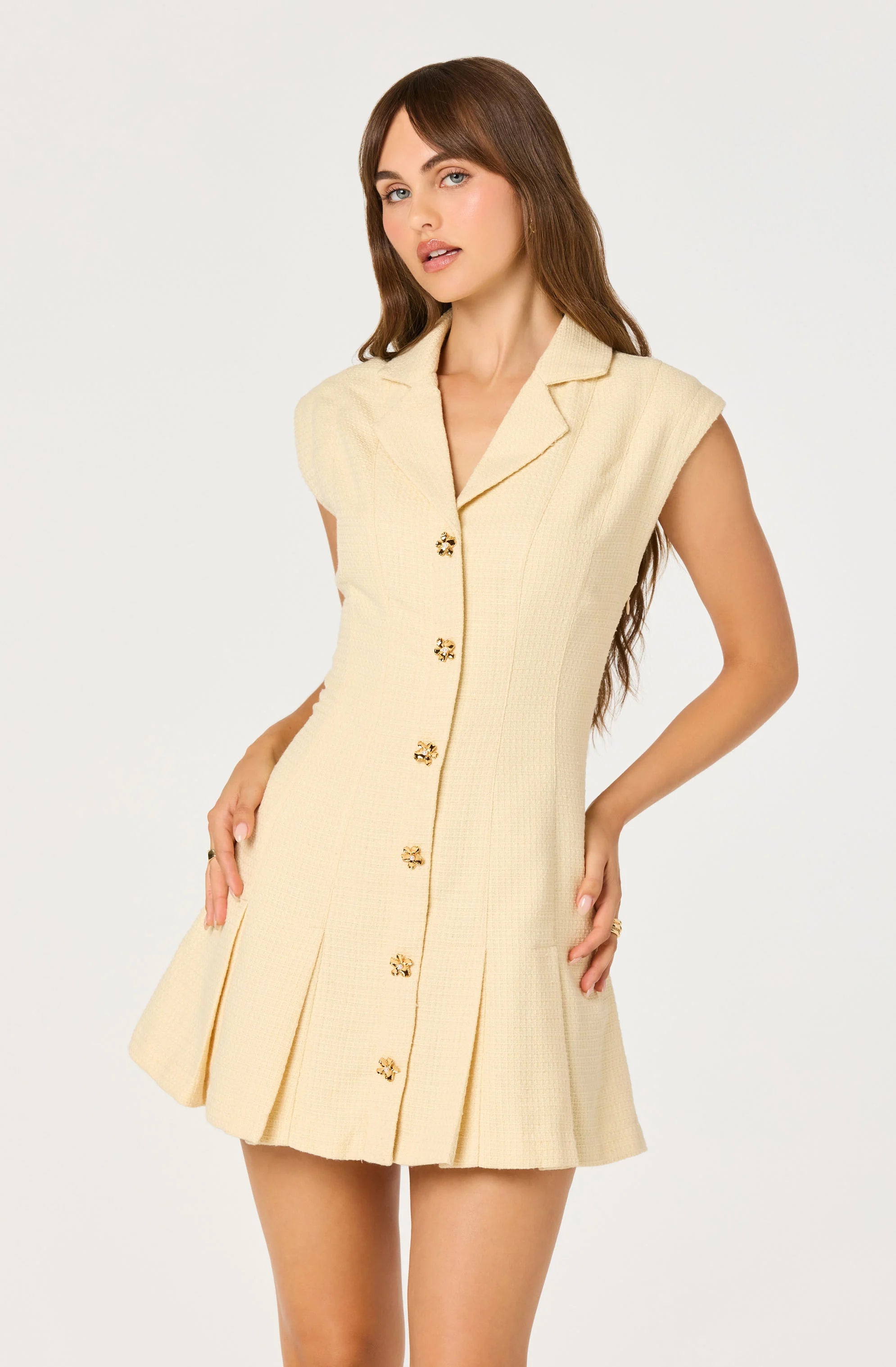 Diannie Tweed Mini Dress - Yellow
