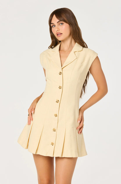 Diannie Tweed Mini Dress - Yellow