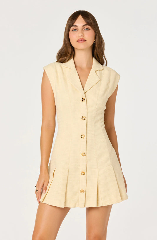 Diannie Tweed Mini Dress - Yellow