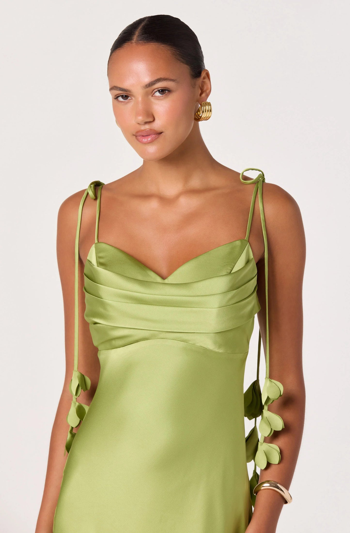 Hera Satin Maxi Dress - Green