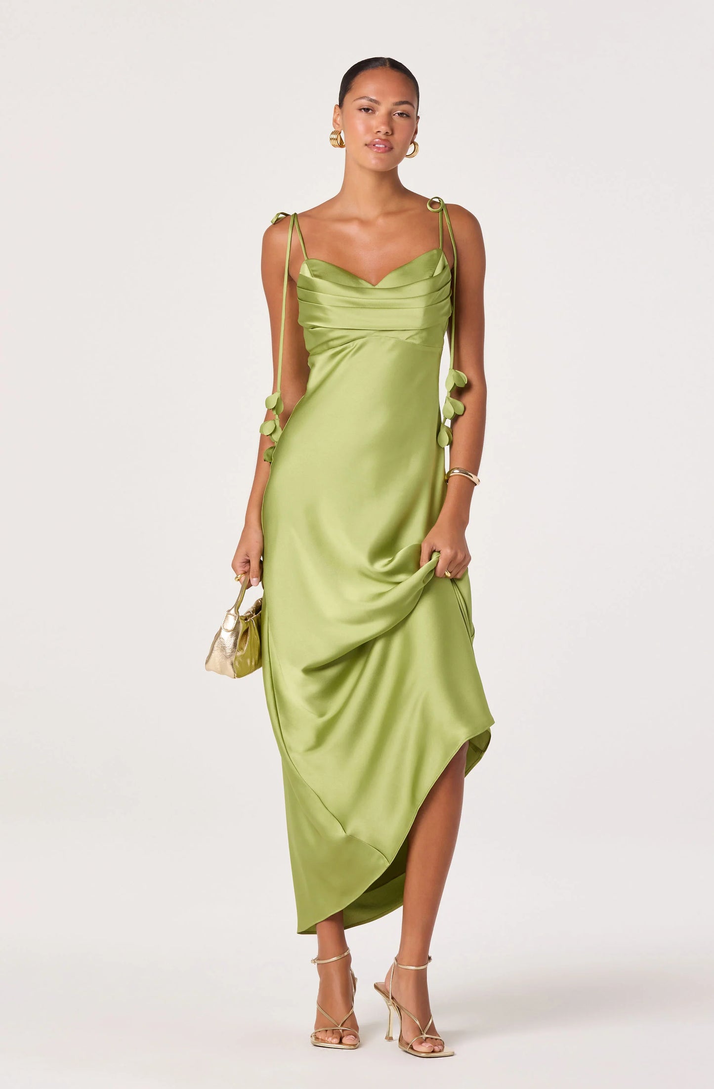 Hera Satin Maxi Dress - Green