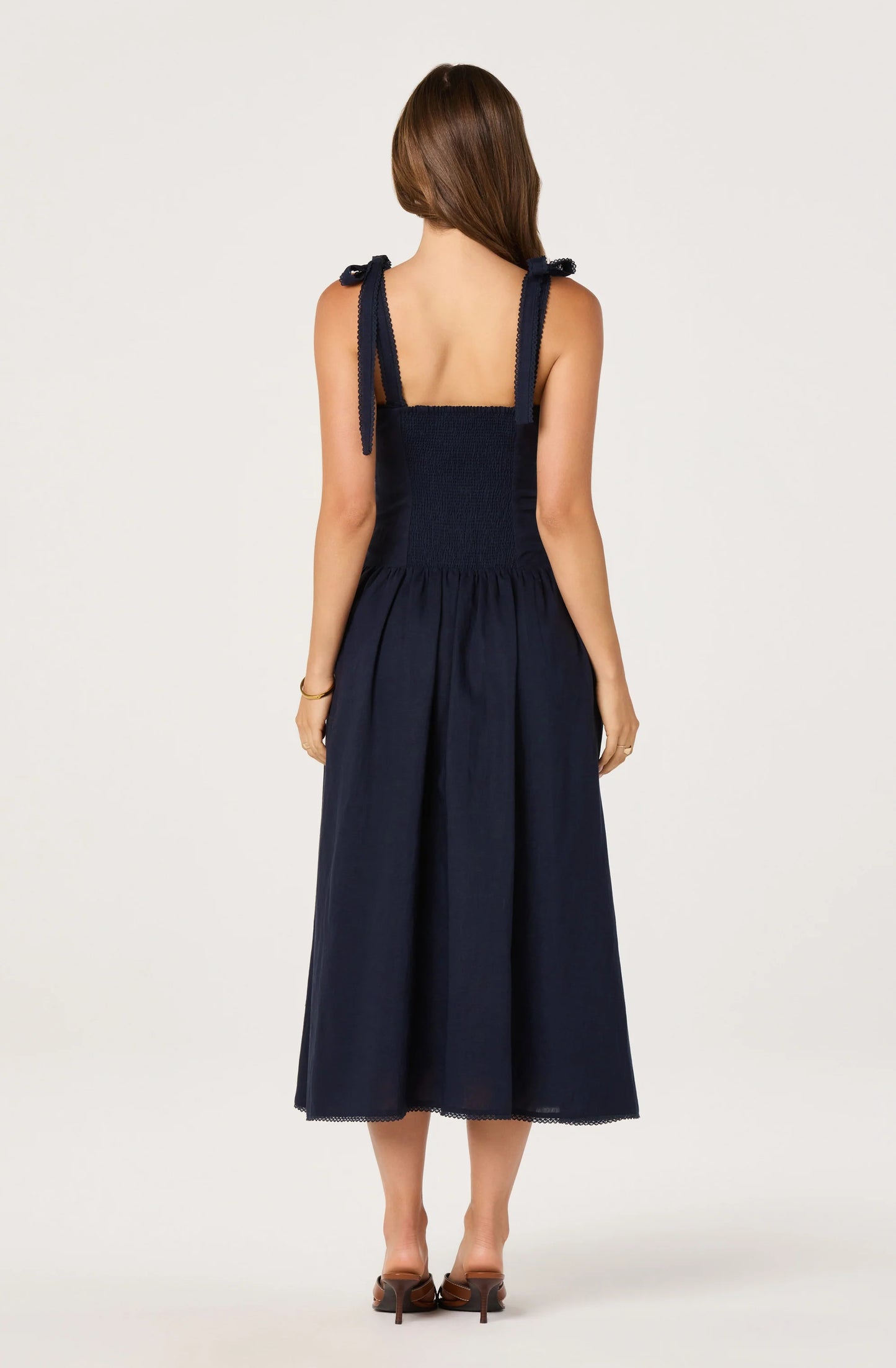 Marie Drop Waist Midi Dress - Navy