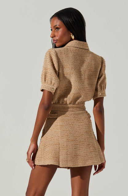 ASTR - Bronwyn Pleated Tweed Skort - Camel