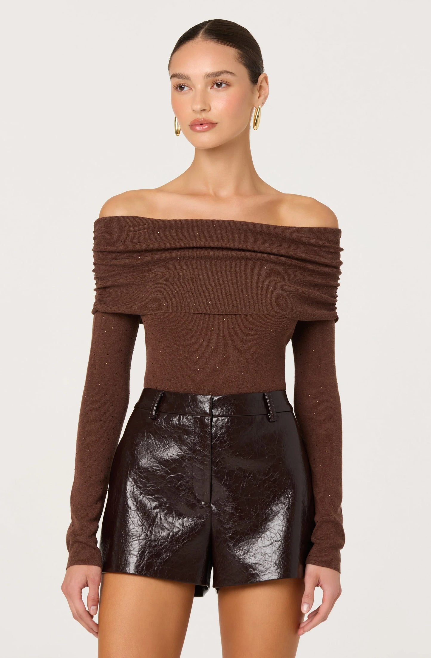 Wynn Faux Leather Shorts - Dark Brown