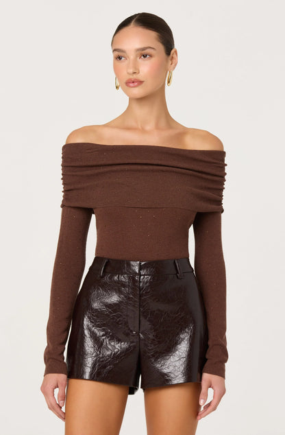 Wynn Faux Leather Shorts - Dark Brown