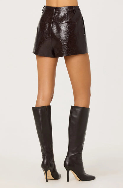 Wynn Faux Leather Shorts - Dark Brown
