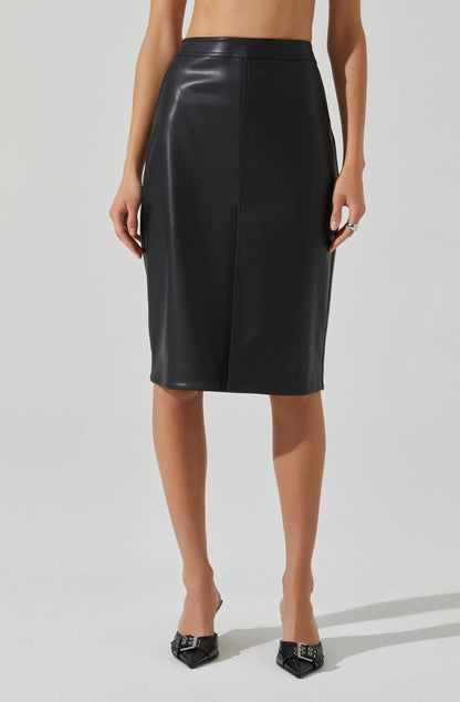 ASTR - Ladonne Faux Leather Midi Skirt - Black