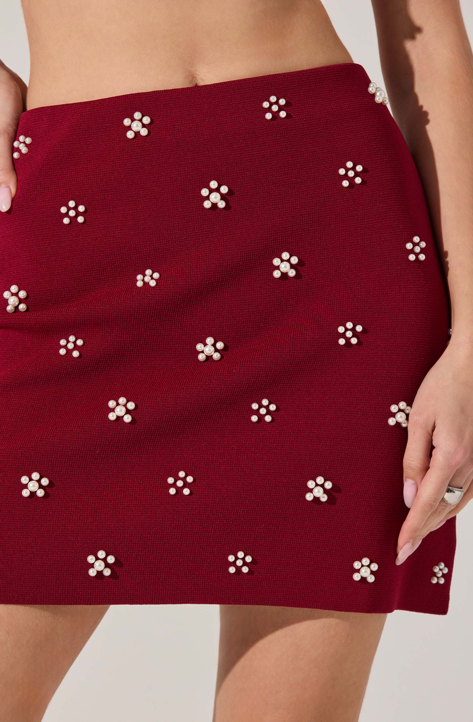 Osanna Embellished Sweater Skirt - Scarlet Red