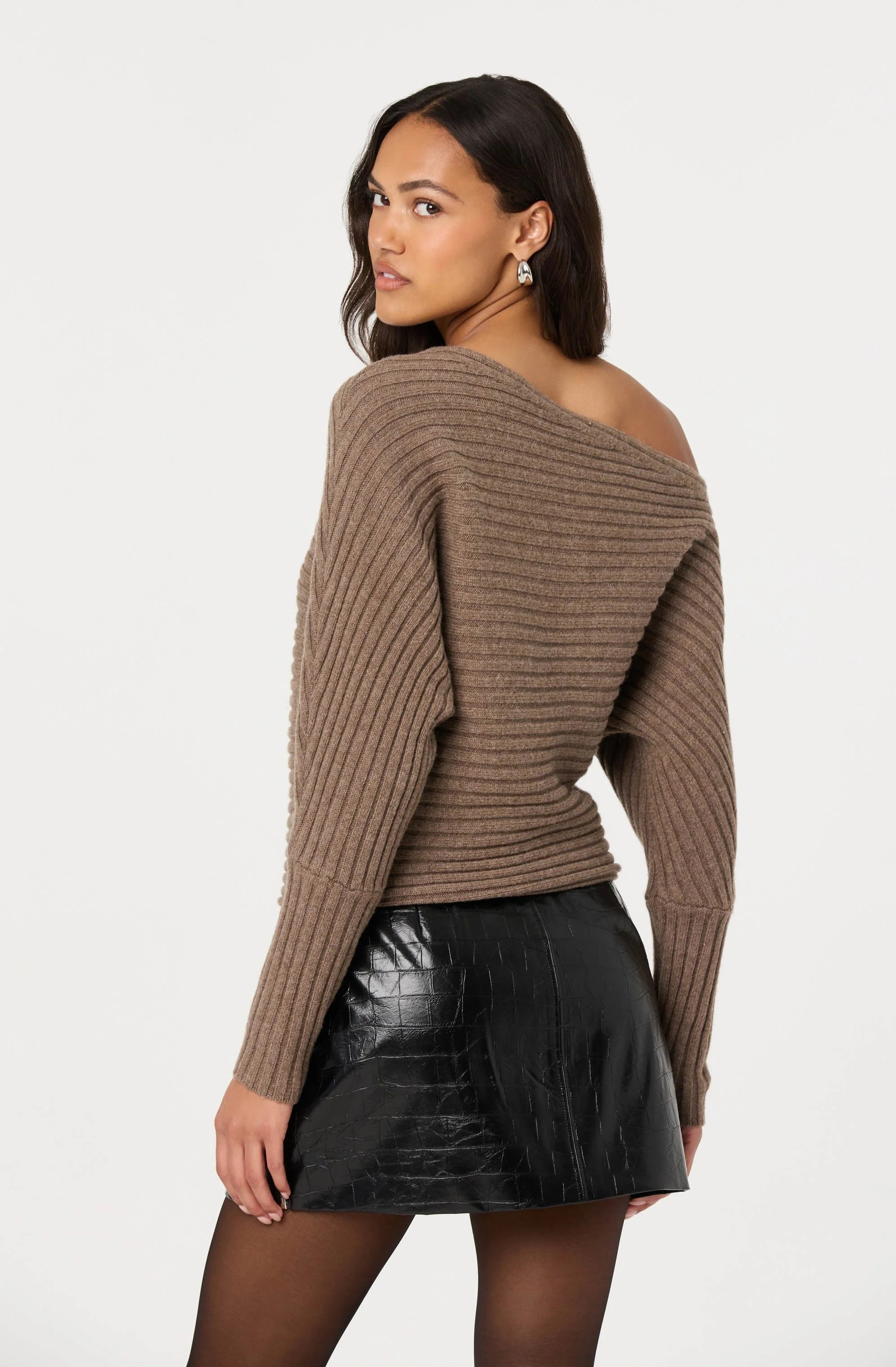 Savana Faux Croc Leather Skirt - Black - Spinout