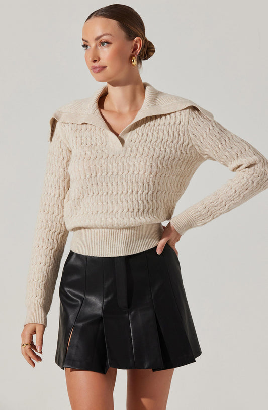 ASTR - Xanthe Oversize Collar Sweater - Cream