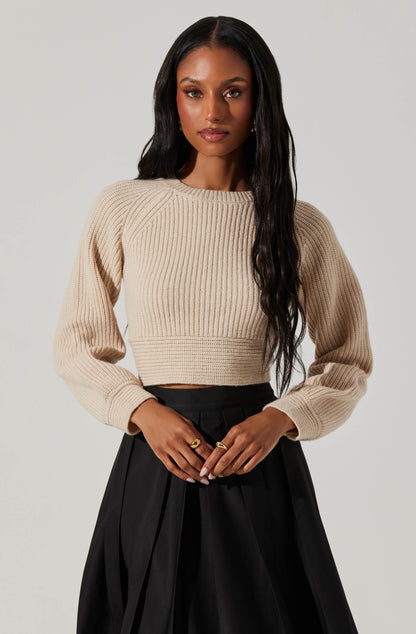 ASTR - Eila Contrast Bow Back Sweater - Cream