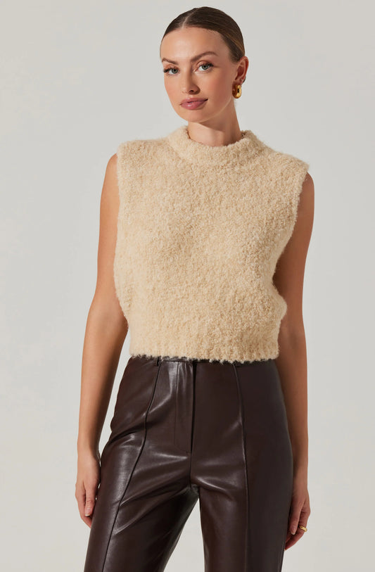 ASTR - Edlyn Boucle Mock Neck Sweater - Cream