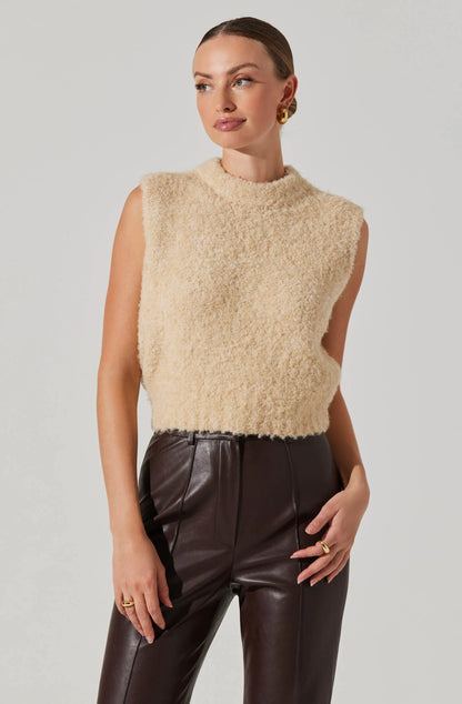 ASTR - Edlyn Boucle Mock Neck Sweater - Cream