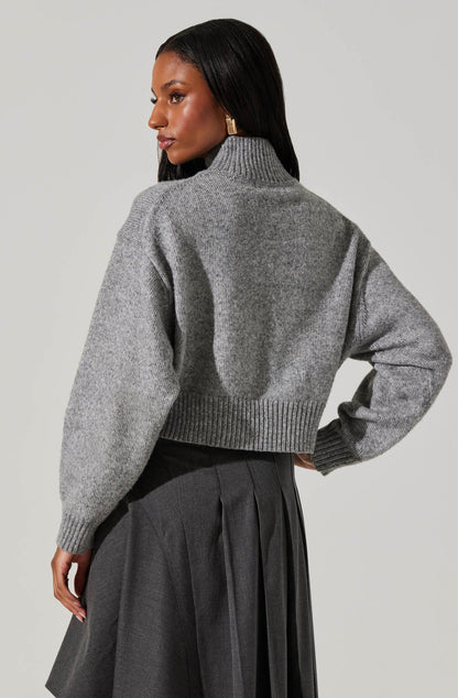 ASTR - Fiala Mock Neck Sweater - Heather Grey