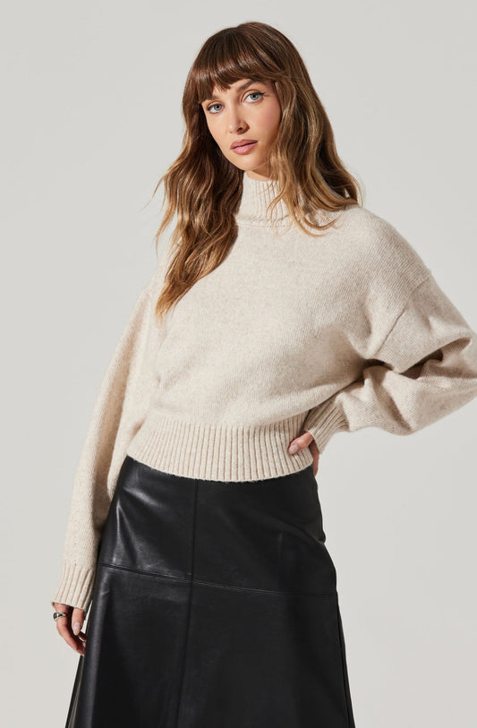 ASTR - Fiala Mock Neck Sweater - Oatmeal