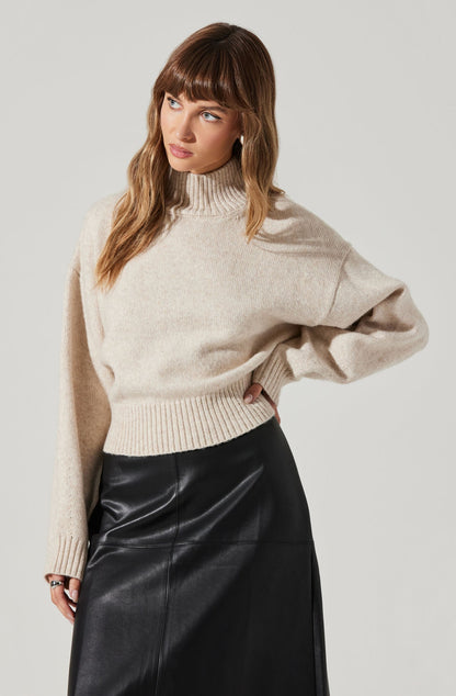 ASTR - Fiala Mock Neck Sweater - Oatmeal