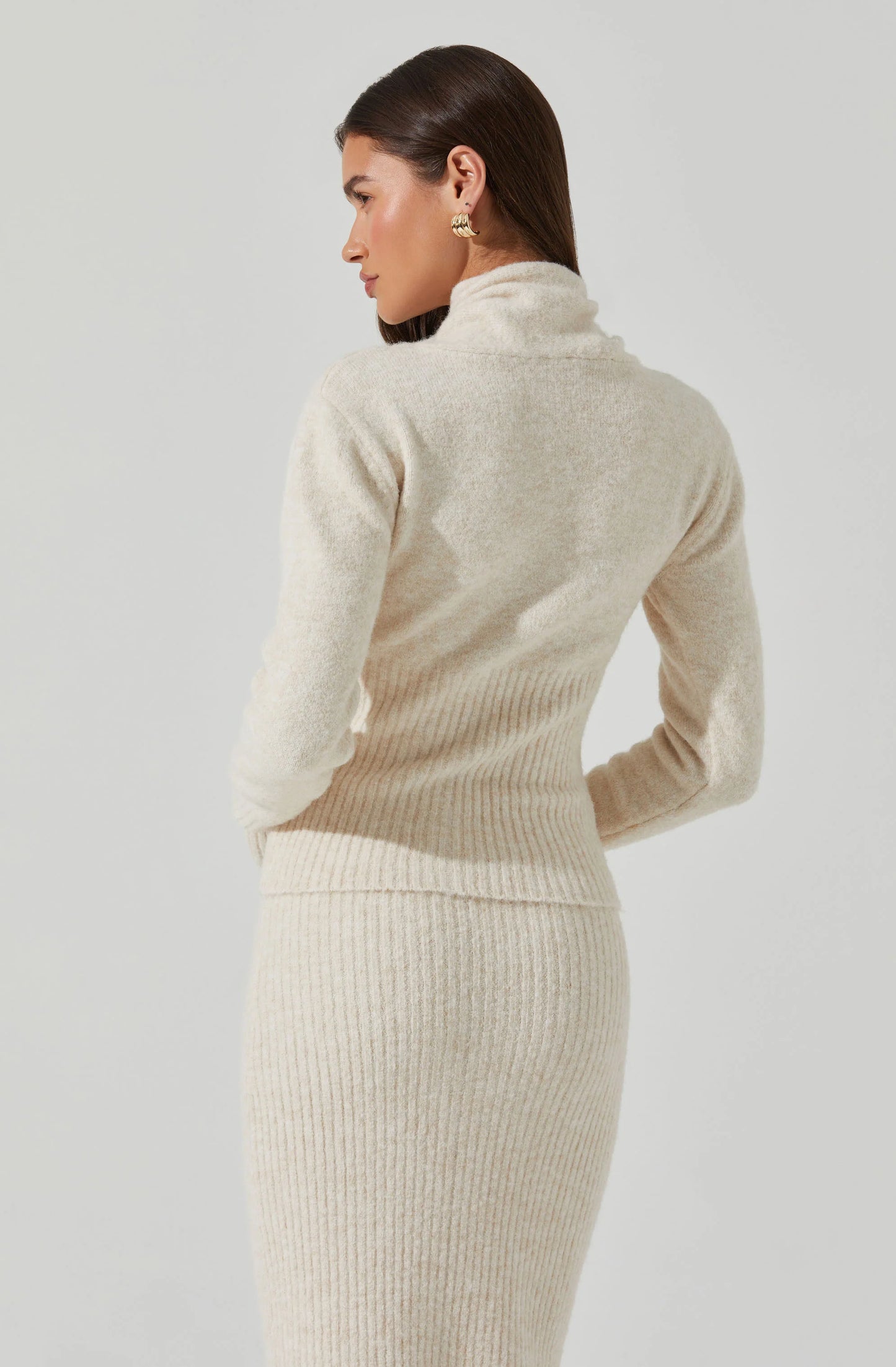 ASTR - Neve High Neck Crossover Sweater - Cream