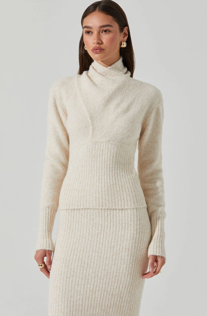 ASTR - Neve High Neck Crossover Sweater - Cream