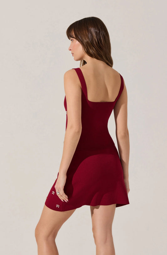 Osanna Embellished Sweater Top - Scarlet Red