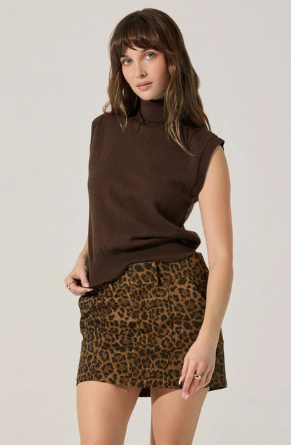 Avah Sleeveless Turtleneck Sweater - Brown