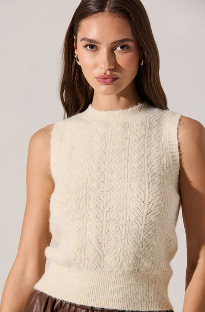 Pernille Cable Knit Sweater Tank - Vanilla