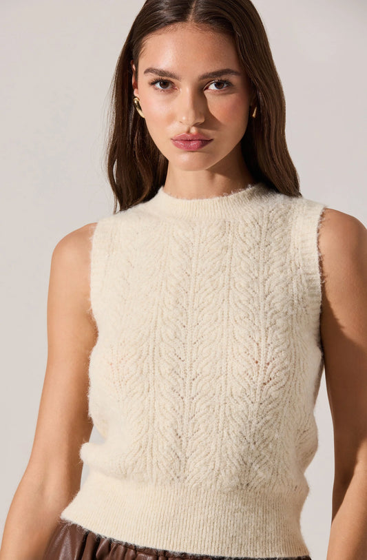 Pernille Cable Knit Sweater Tank - Vanilla