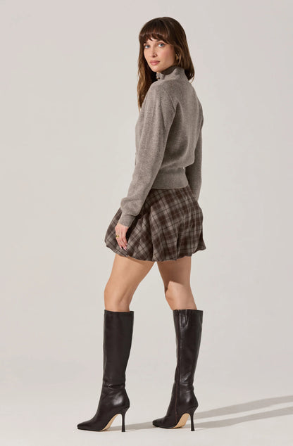 Tawni Mock Turtleneck Cardigan - Taupe
