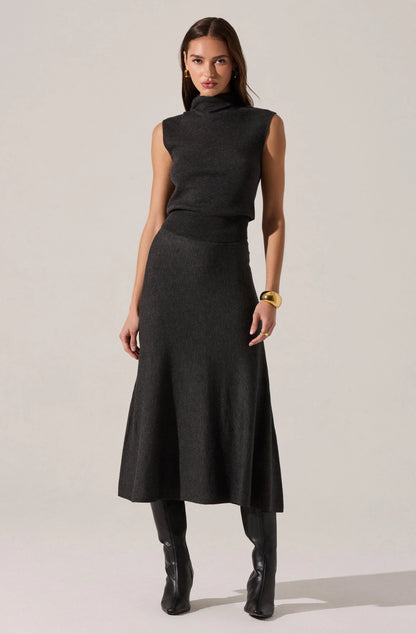 Deora Sleeveless Mock Neck Sweater - Charcoal
