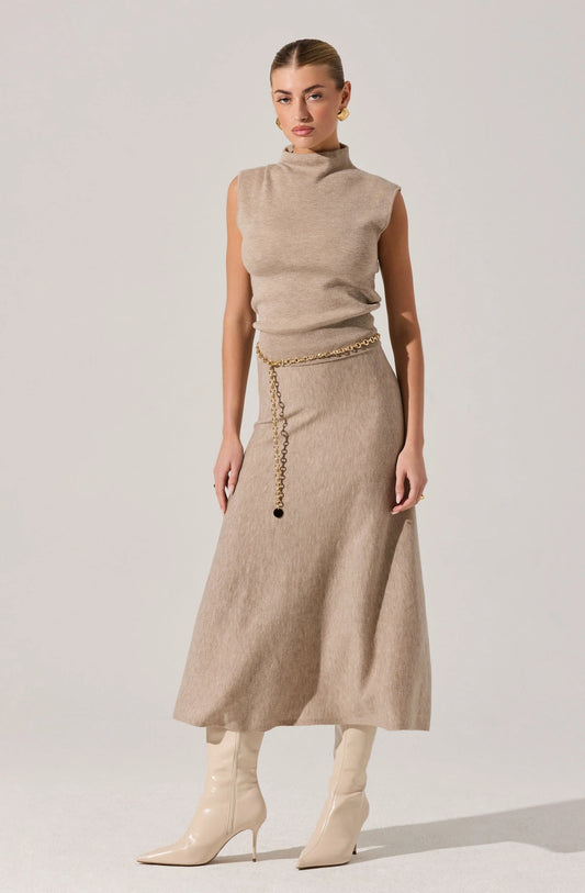 Deora Sleeveless Mock Neck Sweater - Taupe