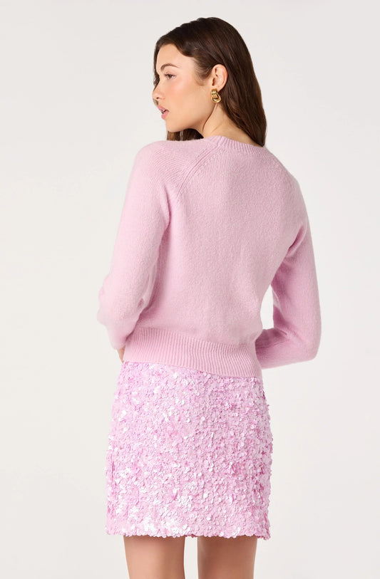 Brigett Raglan Crewneck Sweater in Pink