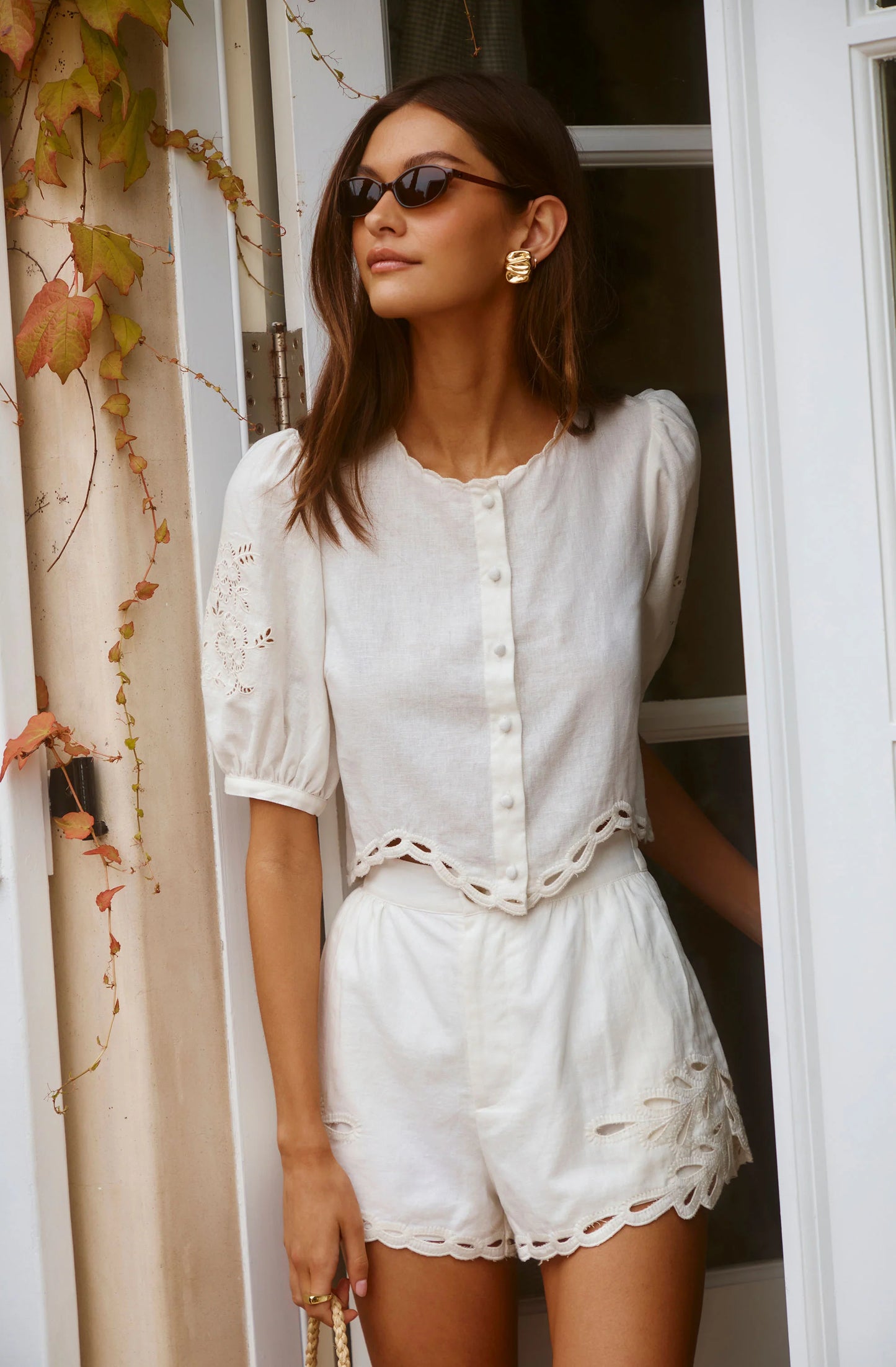 Joellyn Embroidered Two-Piece Set - White