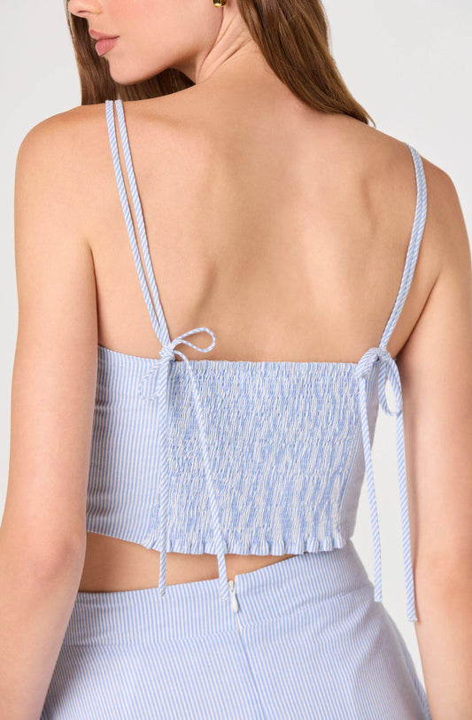 Azzura Striped Double Strap Crop Top - Blue Stripe - Spinout