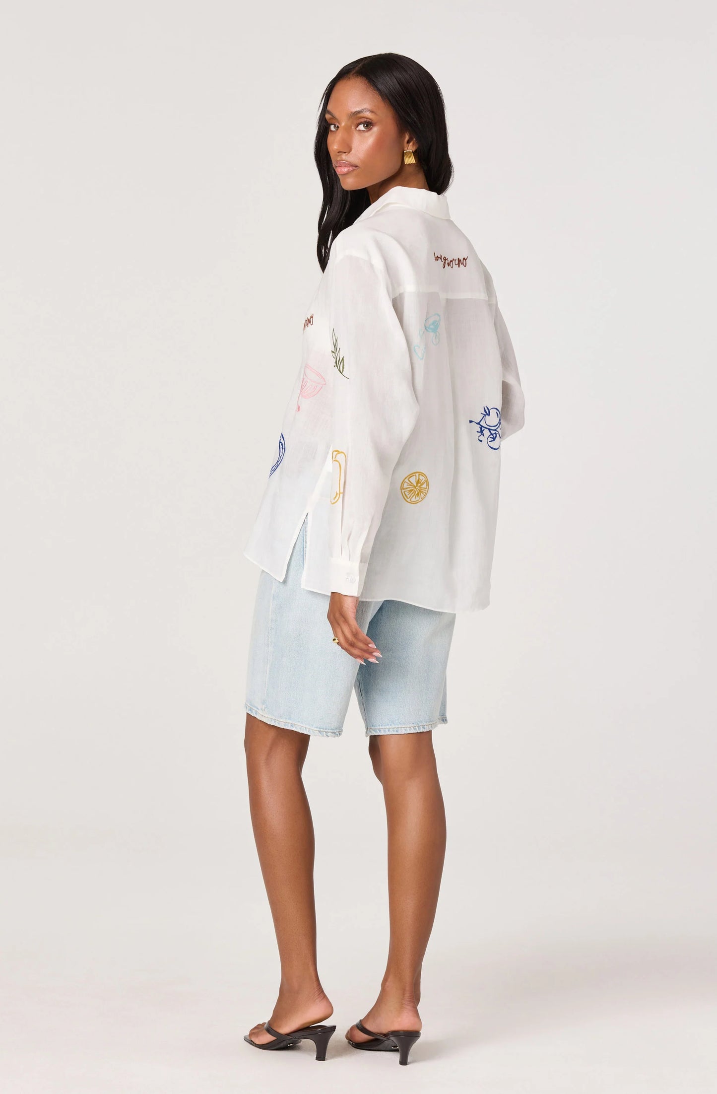Trace Embroidered Picnic Shirt - White Picnic