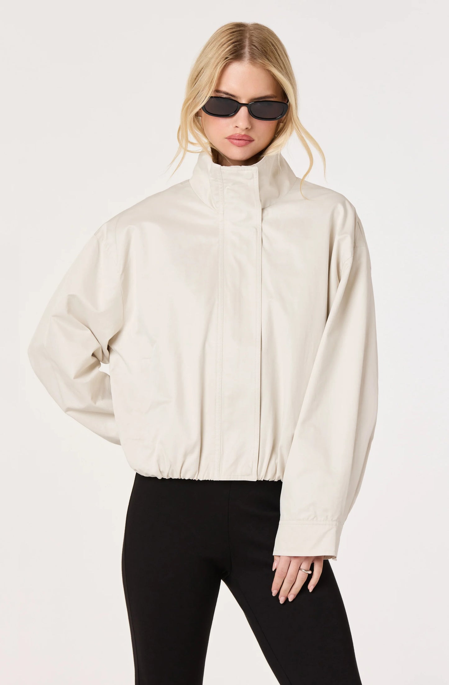 Cooper Oversized Bomber Jacket - Bone