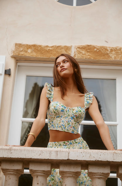 Floral Two-Piece Set - Blue/Green Multi