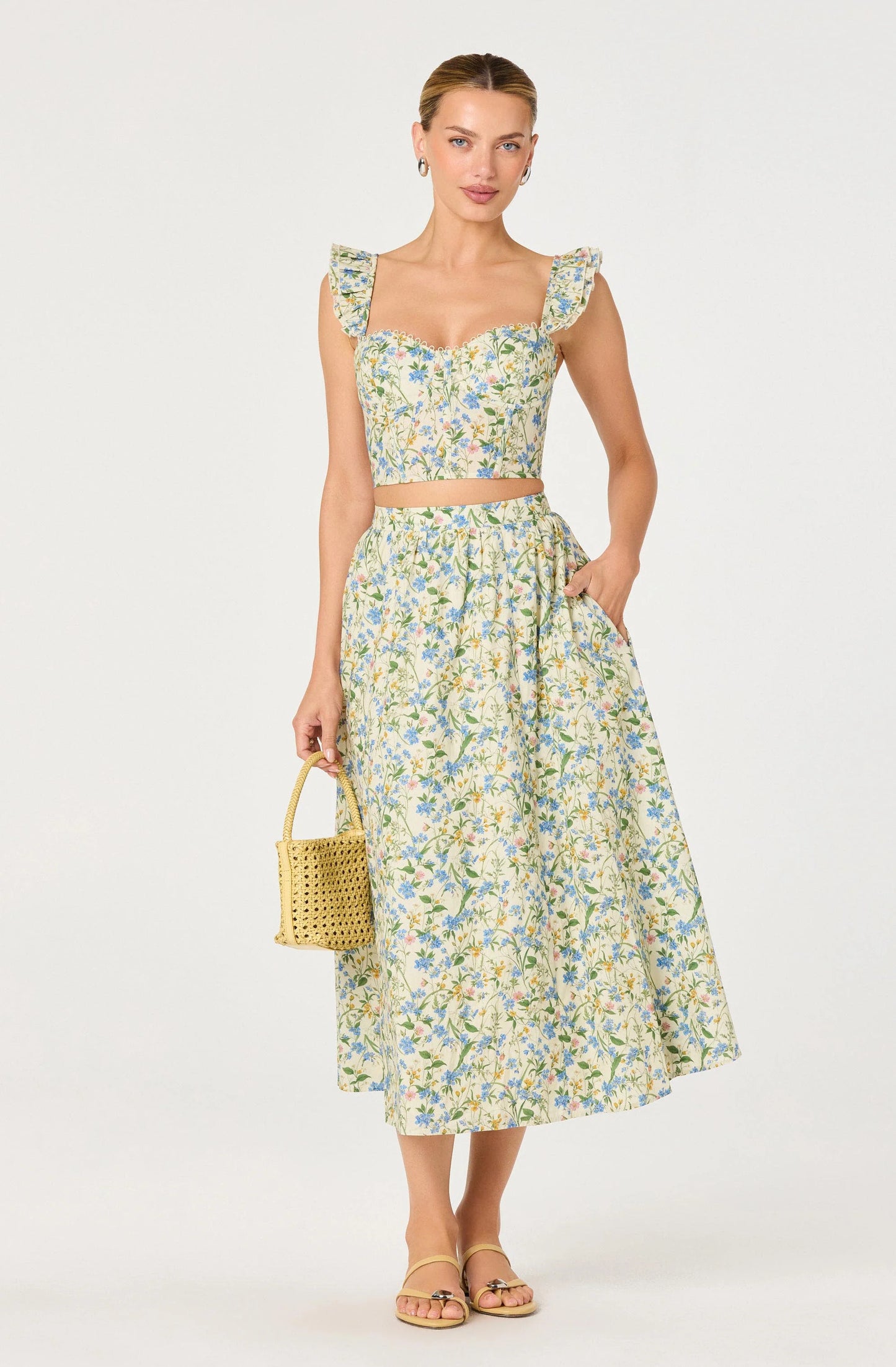 Floral Two-Piece Set - Blue/Green Multi