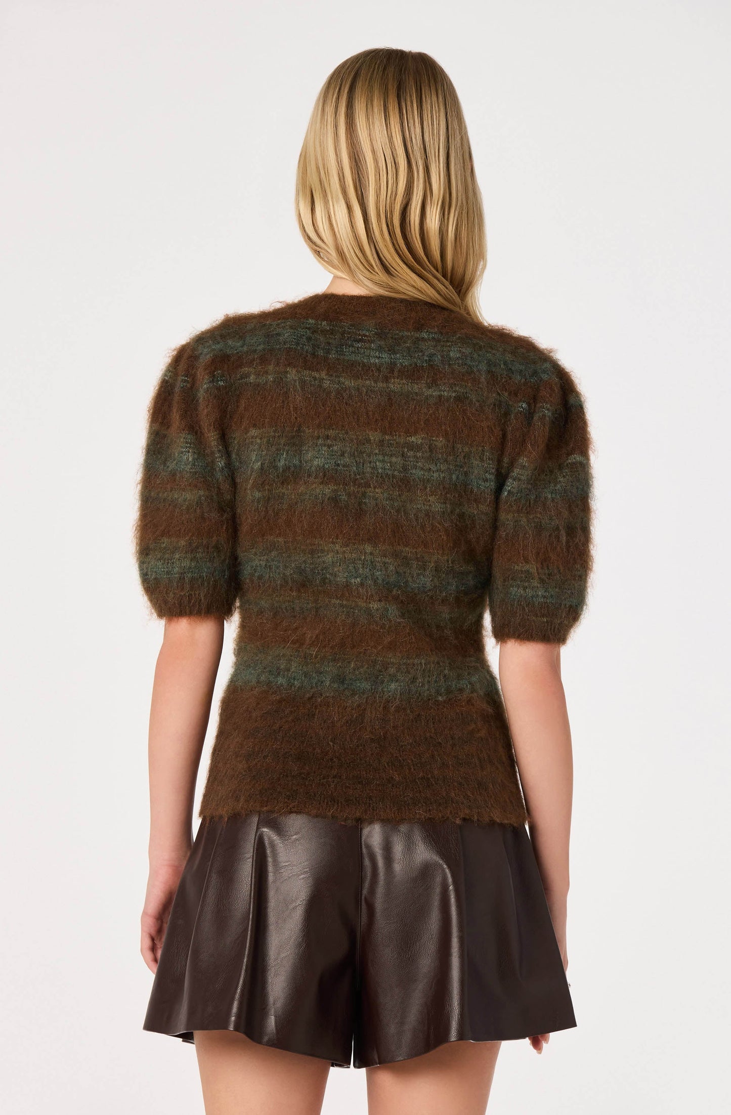 Jean Brushed Knit Striped Sweater - Brown Green Stripe