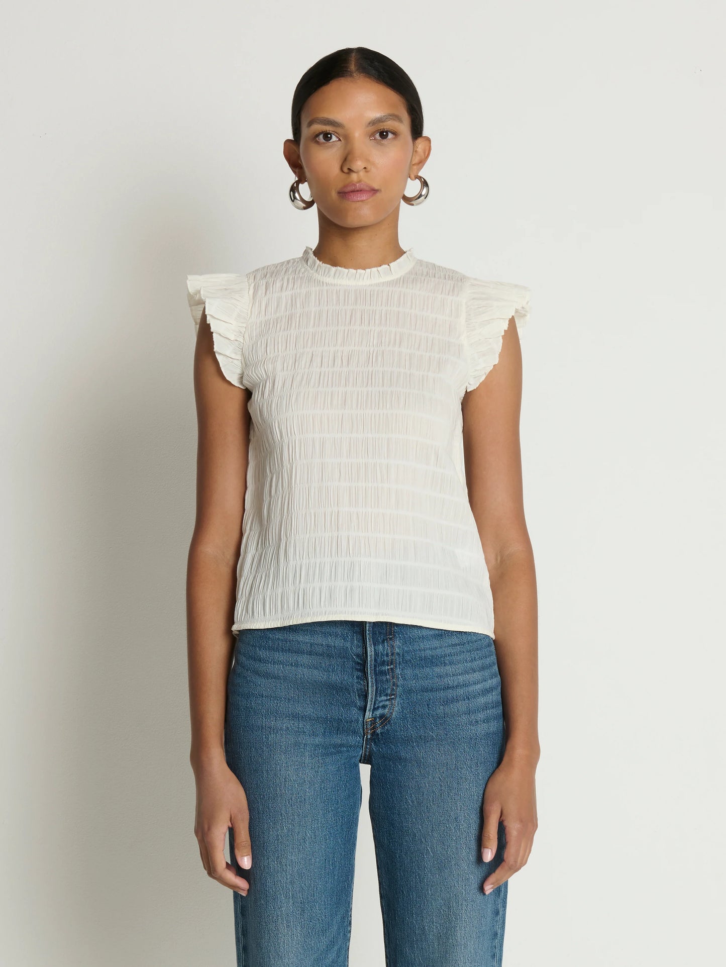Ashley Ruffle Tank - Porcelain