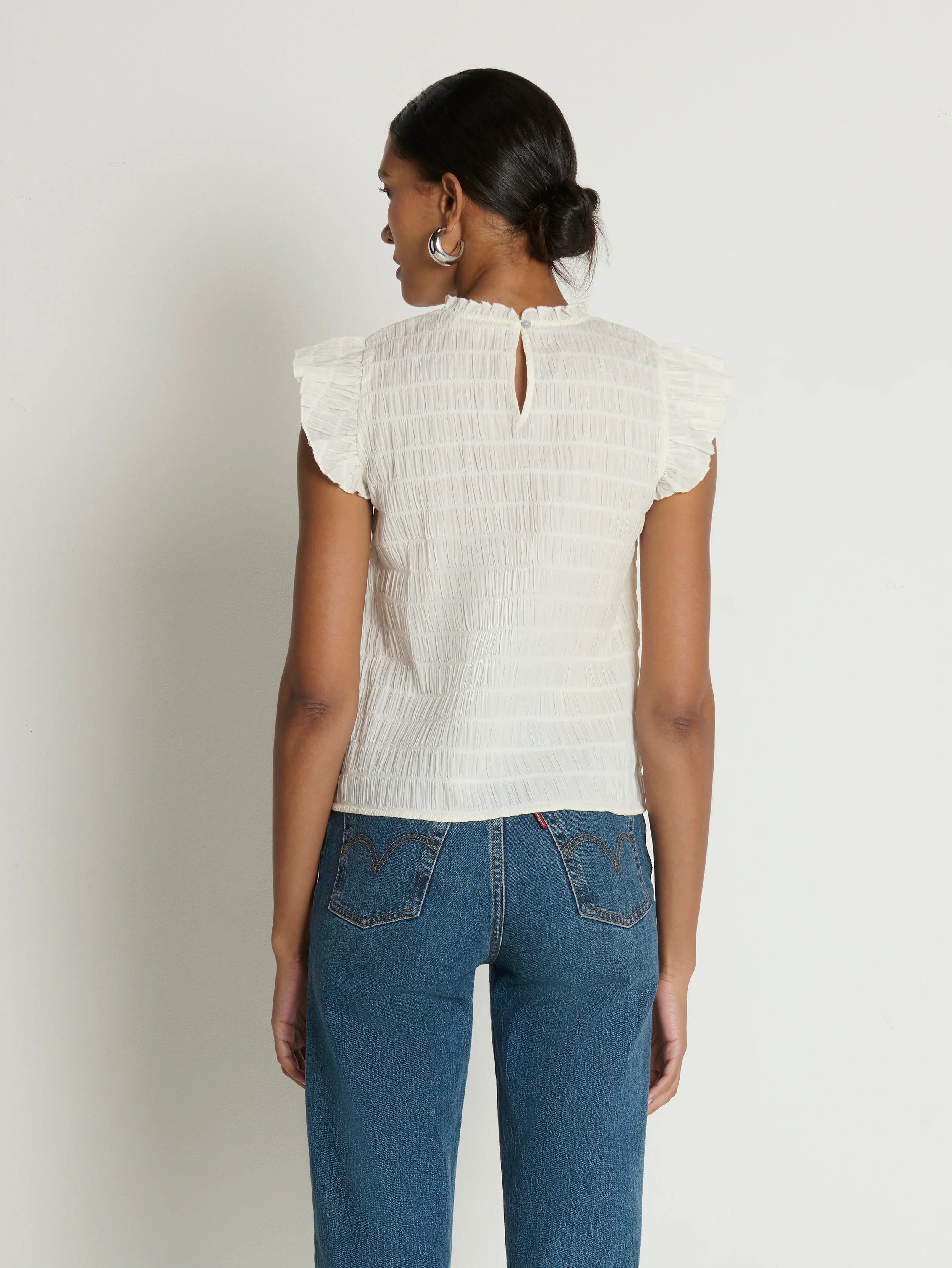 Ashley Ruffle Tank - Porcelain