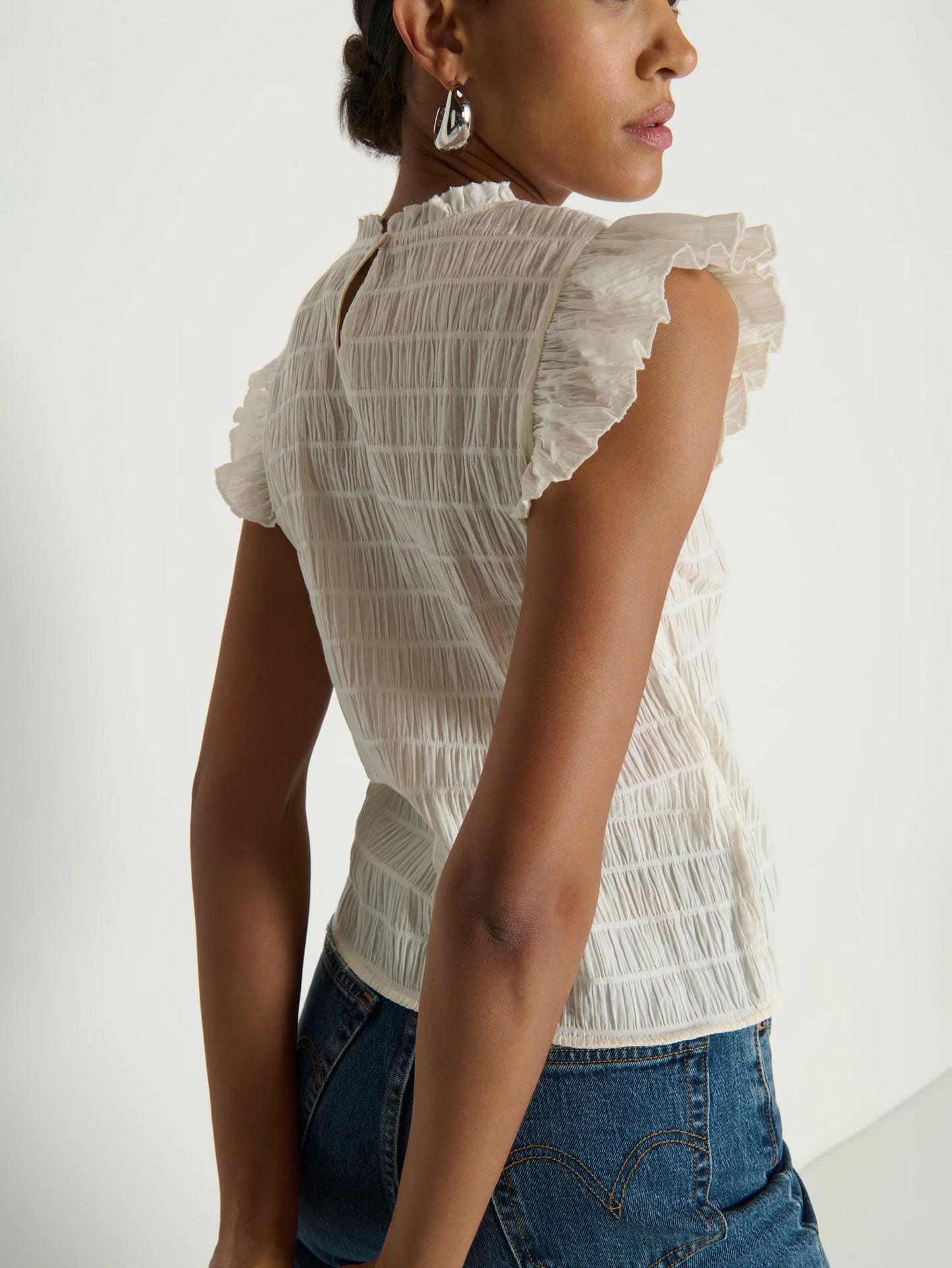 Ashley Ruffle Tank - Porcelain