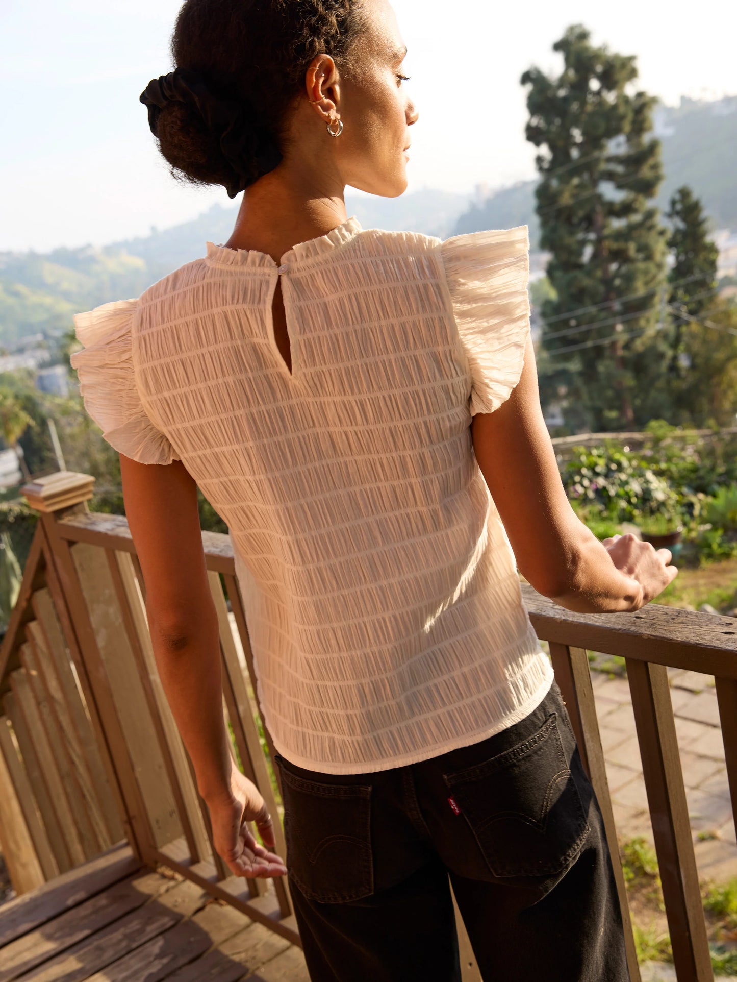 Ashley Ruffle Tank - Porcelain
