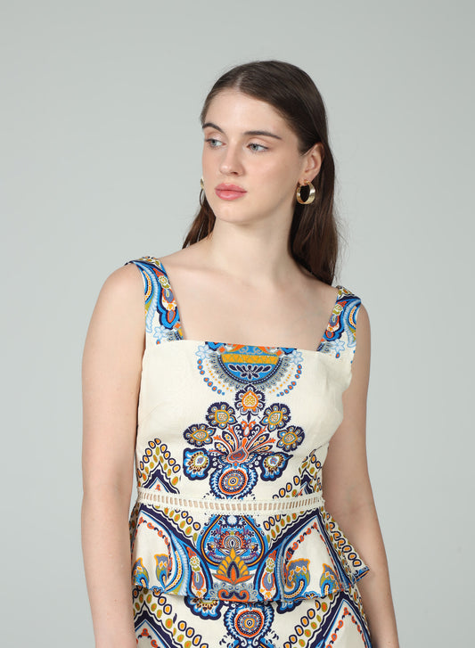 Isla Square Neckline Sleeveless Top - Fleur De Lis