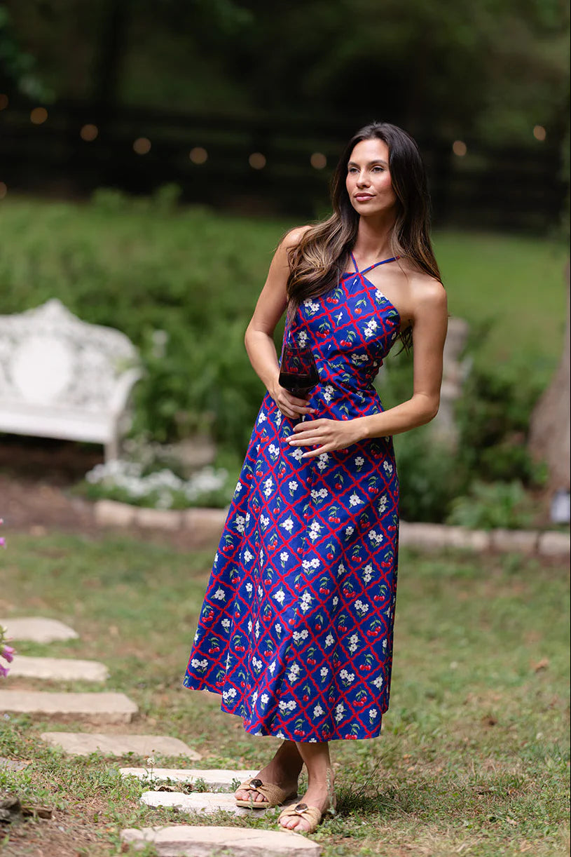 Karin Dress - Navy Cherry