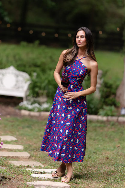 Karin Dress - Navy Cherry