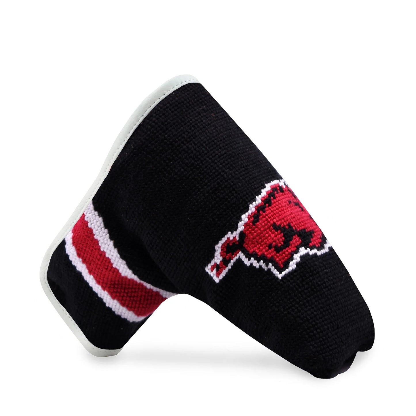 Arkansas Putter Headcover (Black - White-Cranberry Multi Stripes)