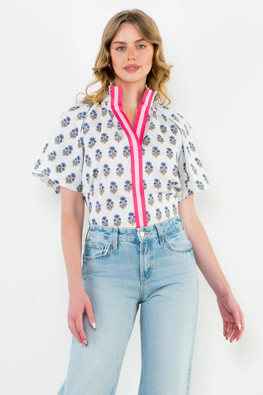 THML - Flower Print Top - White